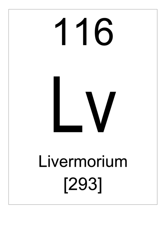 116 Lv Chemical Element Poster Template - Livermorium Printable pdf