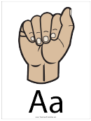 Letter A Sign Language Template - Filled
