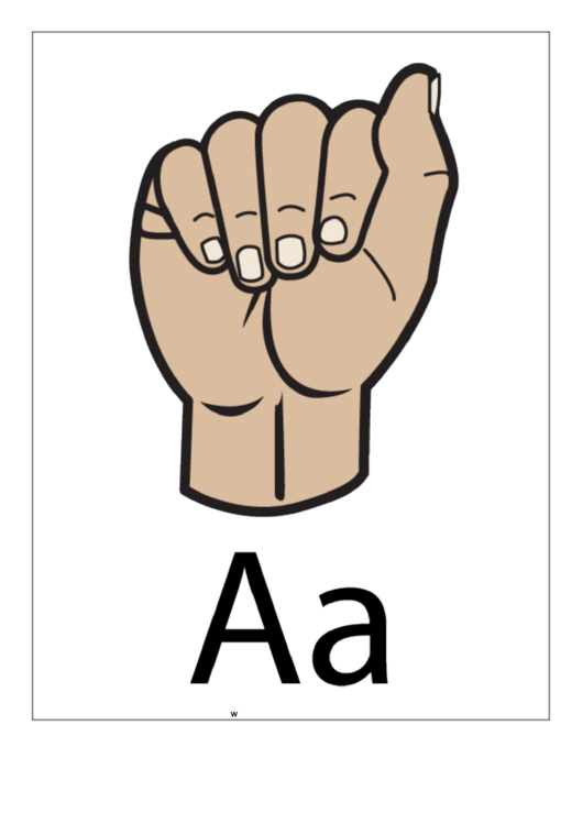 Letter A Sign Language Template - Filled Printable pdf