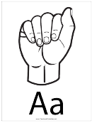 Letter A Sign Language Template - Outline