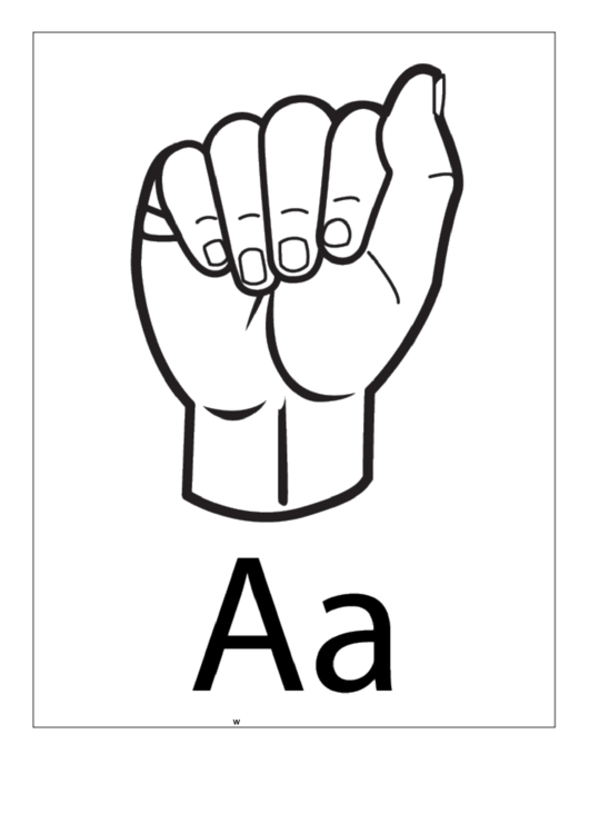 Letter A Sign Language Template - Outline