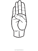 Letter B Sign Language Template - Outline