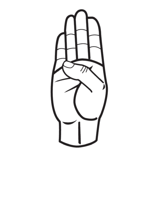 Letter B Sign Language Template - Outline