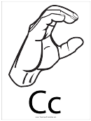 Letter C Sign Language Template - Outline