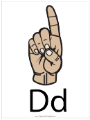 Letter D Sign Language Template - Filled