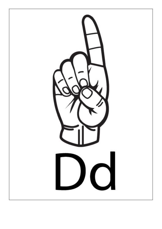 Letter D Sign Language Template - Outline Printable pdf