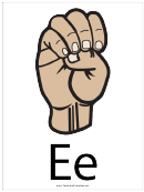 Letter E Sign Language Template - Filled