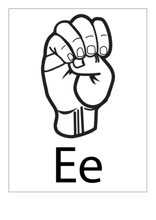 Letter E Sign Language Template - Outline Printable pdf