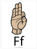 Letter F Sign Language Template - Filled
