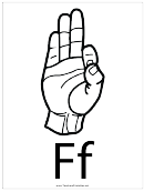 Letter F Sign Language Template - Outline