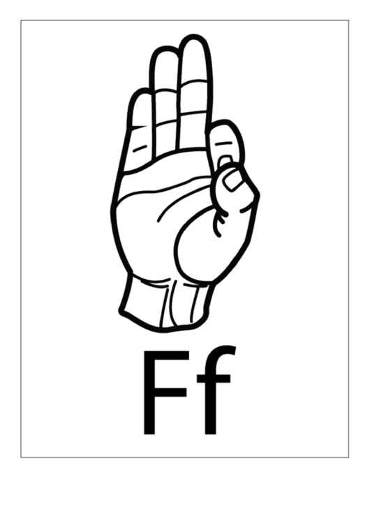 Letter F Sign Language Template - Outline Printable pdf