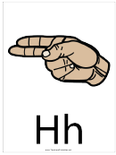 Letter H Sign Language Template - Filled