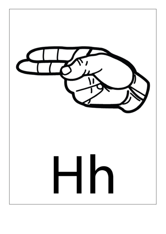 Letter H Sign Language Template - Outline Printable pdf
