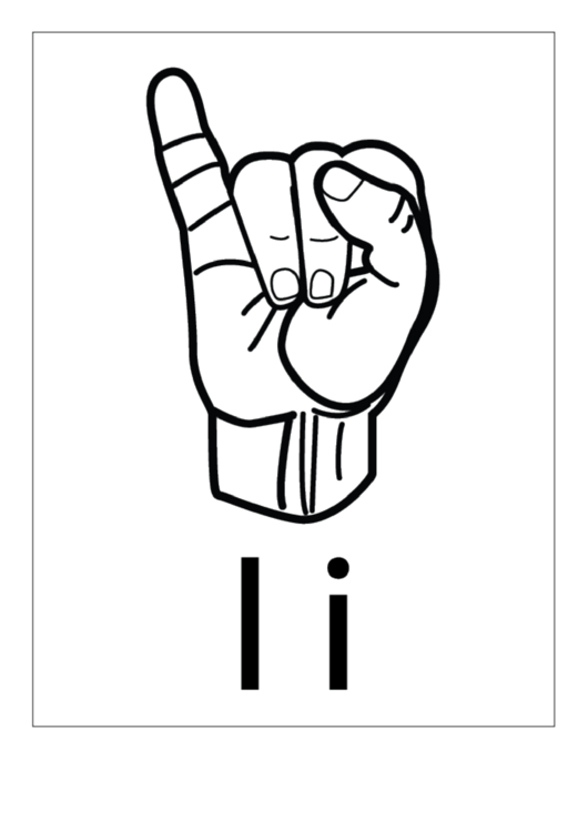 Letter I Sign Language Template - Outline Printable pdf