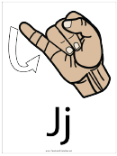 Letter J Sign Language Template - Filled