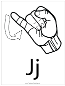 Letter J Sign Language Template - Outline