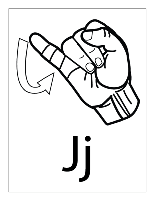 Letter J Sign Language Template - Outline Printable pdf