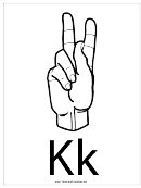 Letter K Sign Language Template - Outline