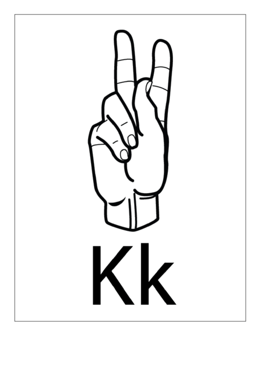 Letter K Sign Language Template - Outline Printable pdf