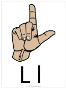 Letter L Sign Language Template - Filled