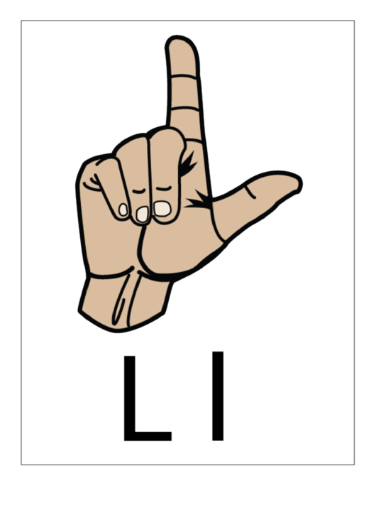 Letter L Sign Language Template - Filled Printable pdf