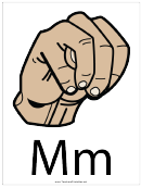Letter M Sign Language Template - Filled