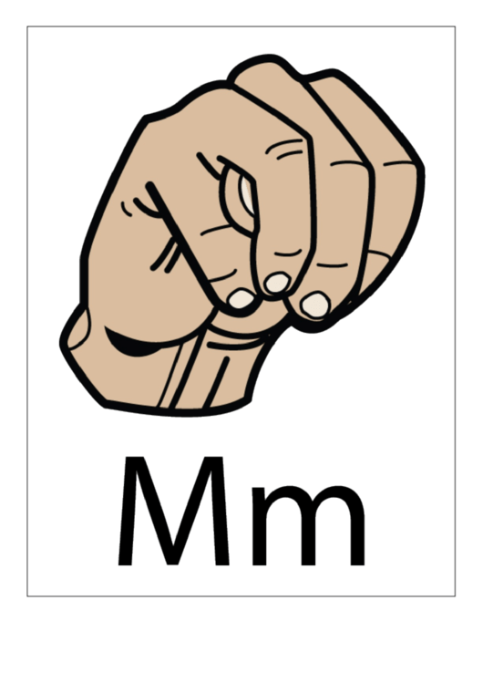 Letter M Sign Language Template - Filled Printable pdf