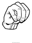 Letter M Sign Language Template - Outline