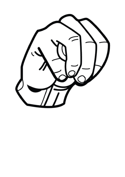Letter M Sign Language Template - Outline Printable pdf