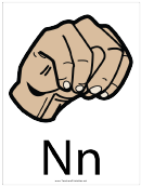 Letter N Sign Language Template - Filled