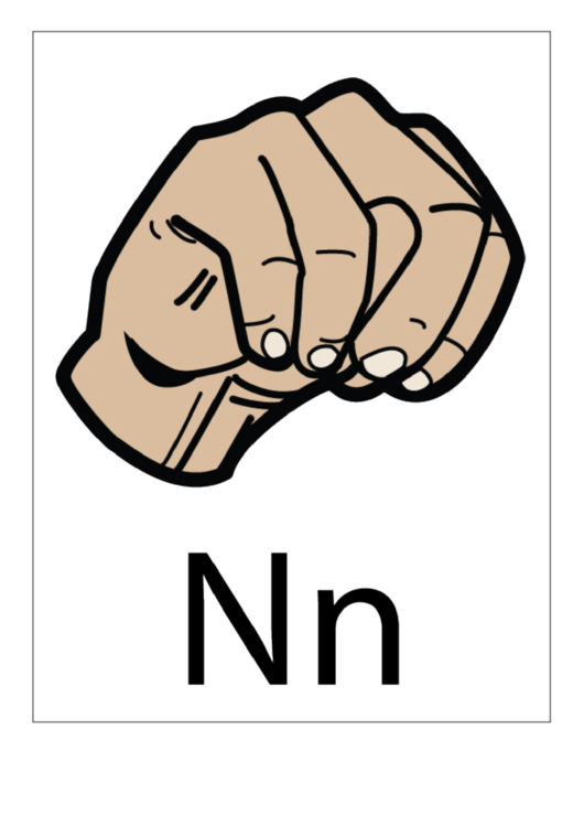 Letter N Sign Language Template - Filled Printable pdf