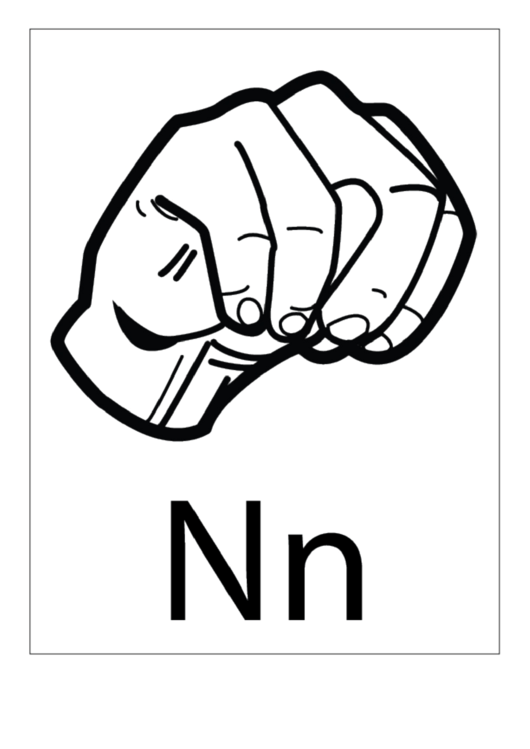 Letter N Sign Language Template - Outline Printable pdf