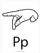 Letter P Sign Language Template - Outline