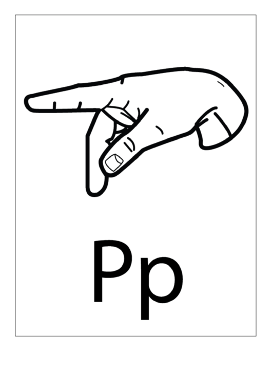 Letter P Sign Language Template - Outline Printable pdf