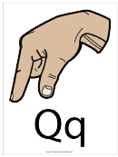 Letter Q Sign Language Template - Filled With Label