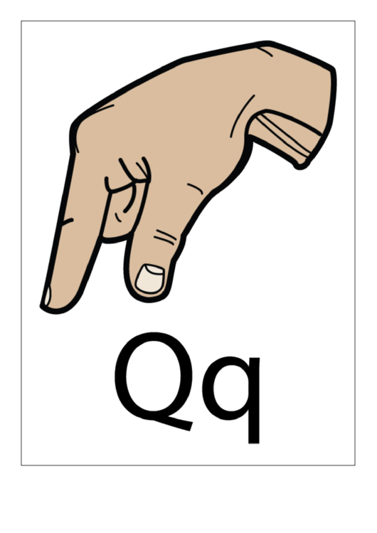 Letter Q Sign Language Template - Filled With Label Printable pdf