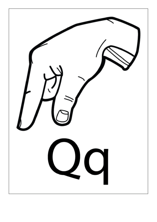 Letter Q Sign Language Template - Outline With Label Printable pdf