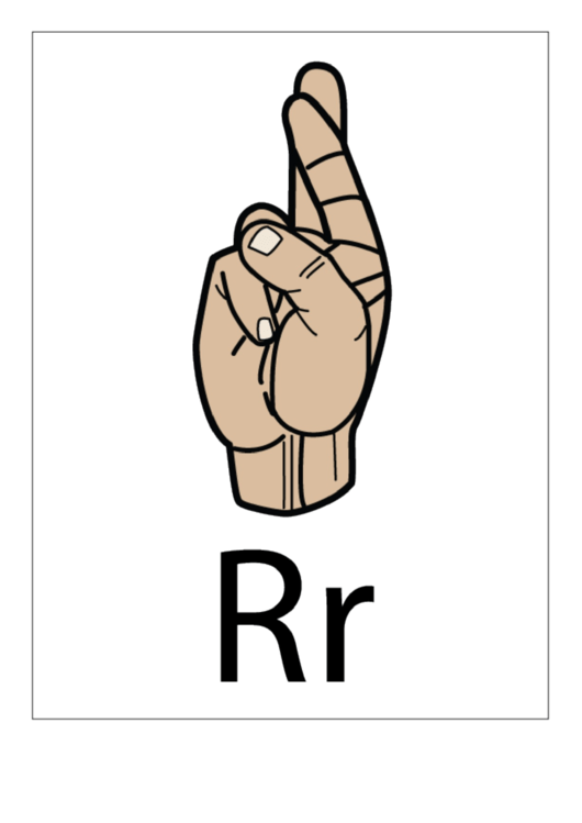 Letter R Sign Language Template - Filled With Label Printable pdf