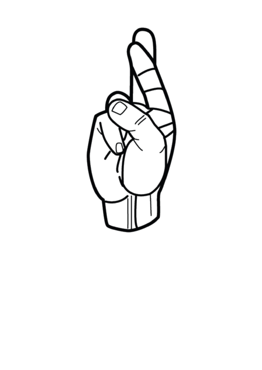 Letter R Sign Language Template - Outline No Label