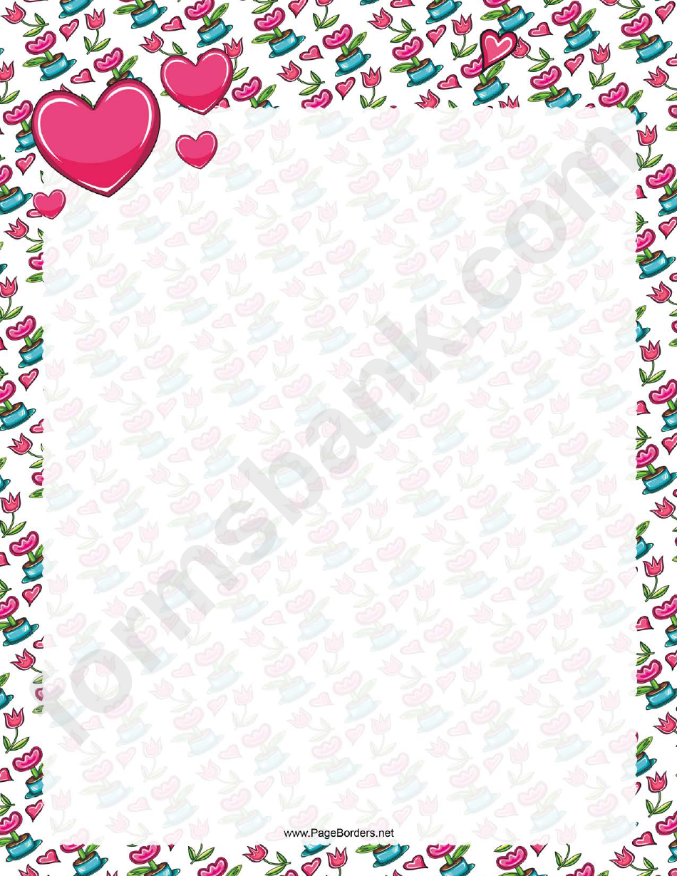 Flowers And Hearts Border