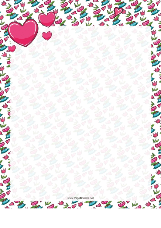 Flowers And Hearts Border