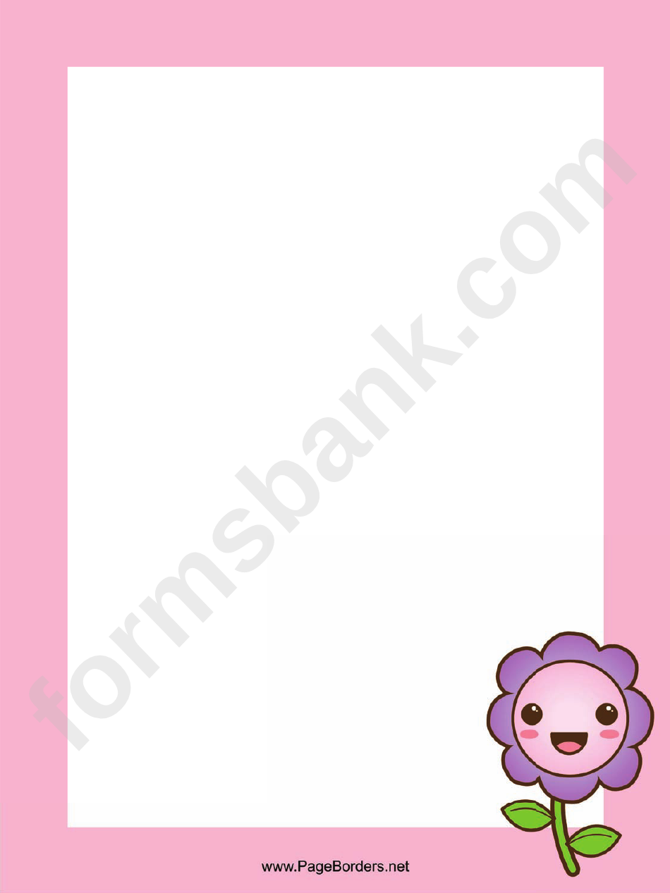 Pink Border Template With Flower