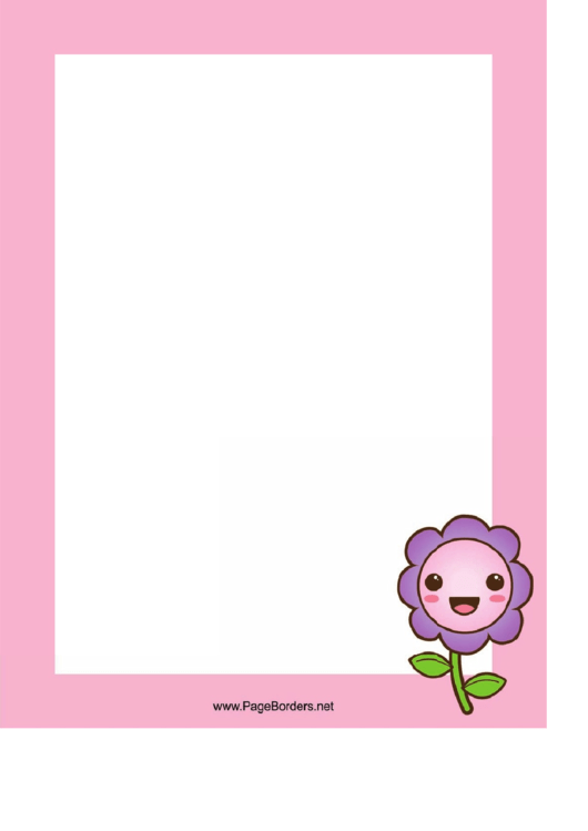 Pink Border Template With Flower Printable pdf