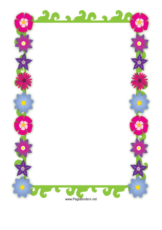 Purple Flowers Border Printable pdf