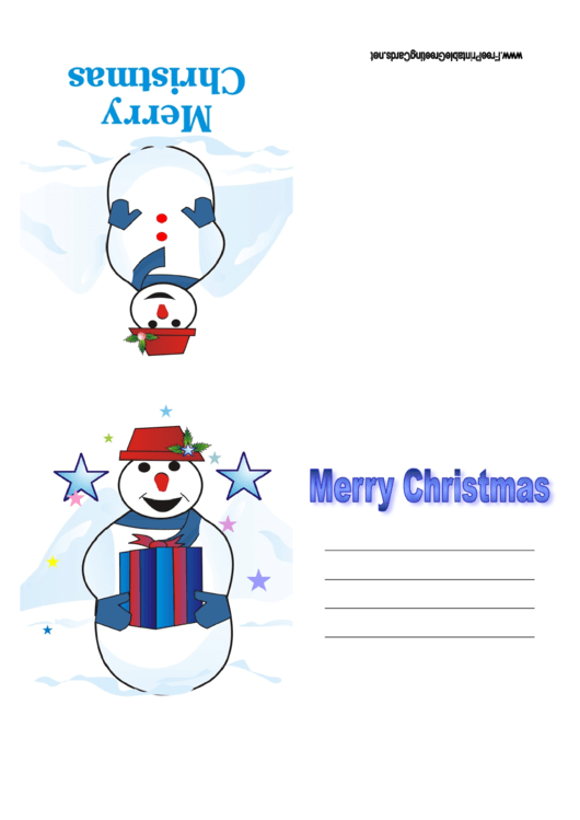 Merry Xmas Snowman Card Printable pdf