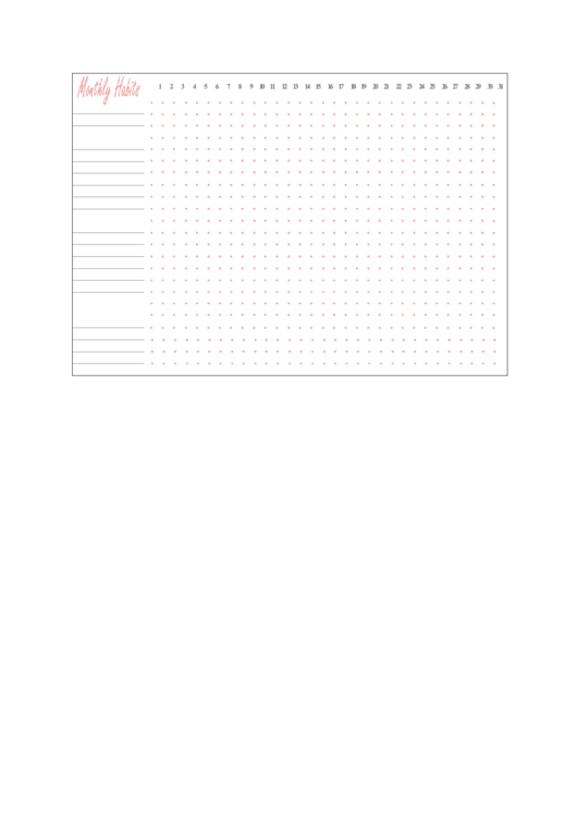 Monthly Habits Bullet Journal Template Printable pdf
