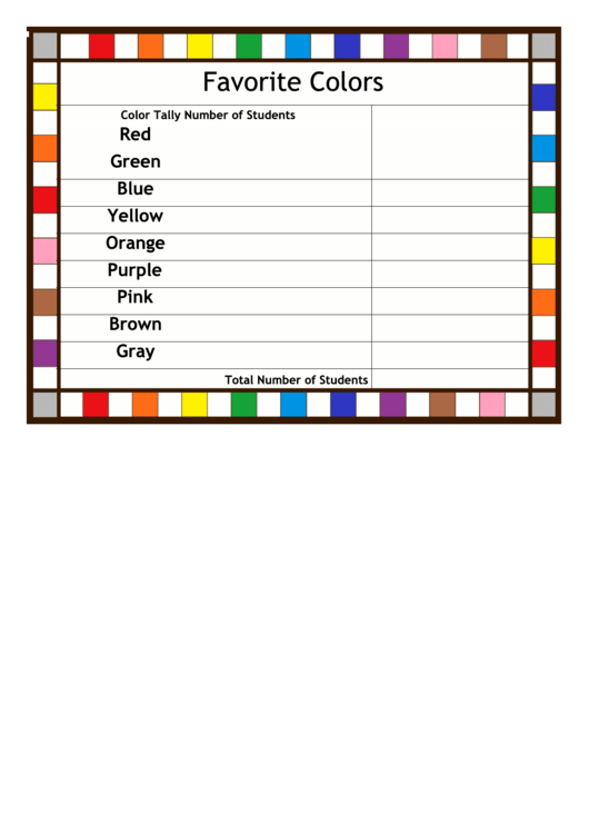 Favorite Colors Chart Tally Printable pdf