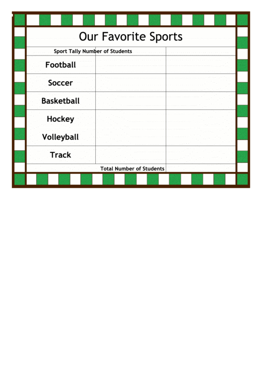 Favorite Sports Tally Chart Printable pdf