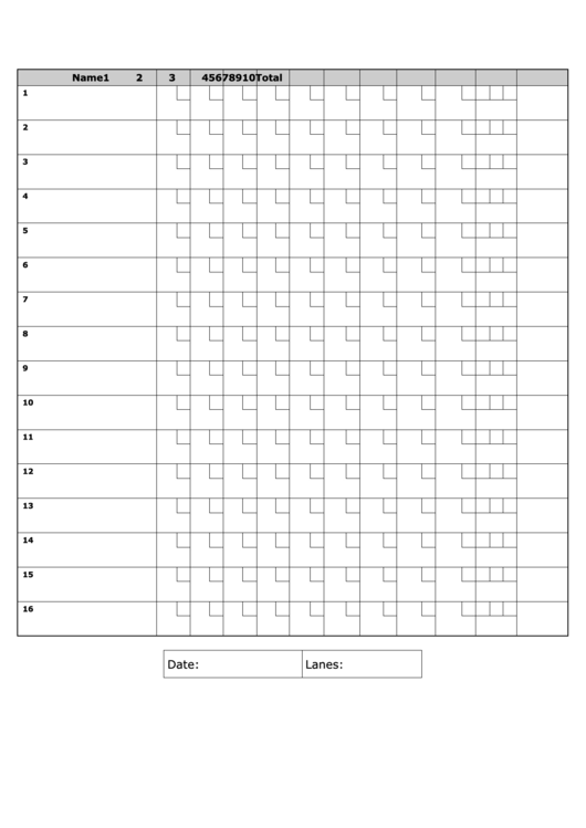 Bowling Score Sheet printable pdf download