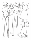 Fashion Paper Doll With Flower To Color